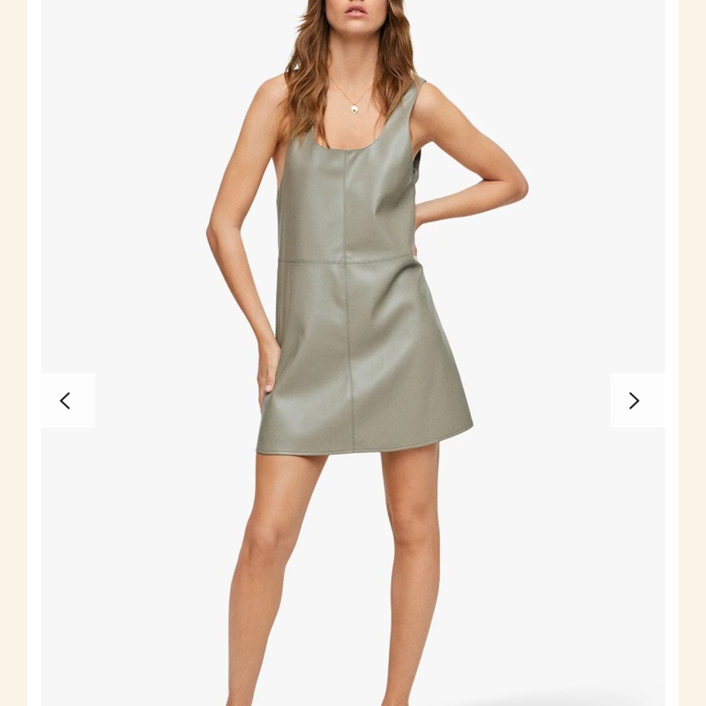 Mango Leather Biege/Green Dress